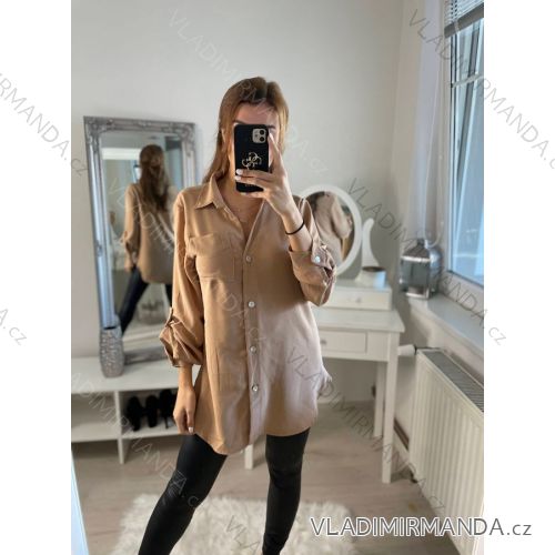 Košeľa oversize dlhý rukáv dámska (S/M/L ONE SIZE) TALIANSKA MÓDA IMWB22243