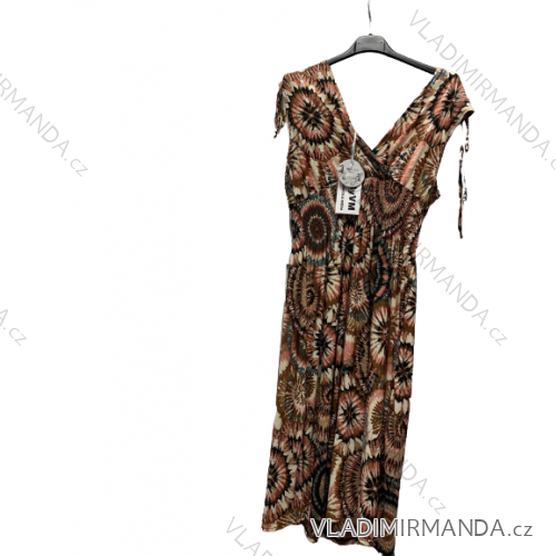 Šaty krátké na ramienka žabičkované dámske (M/L-XL/2XL) POLSKÁ MODA PMWT1122803A svetlo hnedá XL/2XL