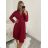 Šaty elegantný dlhý rukáv dámske (S/M/L ONE SIZE) TALIANSKA MÓDA IMWB22222/DR S/M vínová