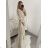 Šaty dlhé šifónové dlhý rukáv dámske (S/M ONE SIZE) TALIANSKA MÓDA IMWGS223251/DR S/M hnedá
