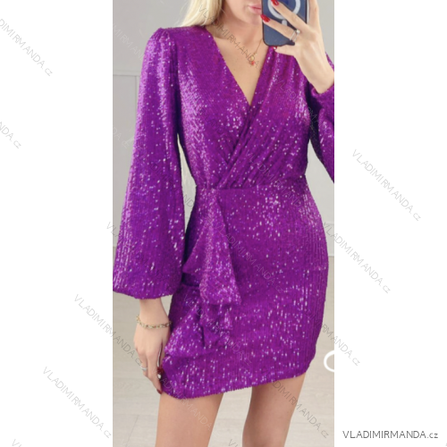 Šaty elegantný dlhý rukáv dámske (S/M ONE SIZE) TALIANSKA MÓDA IMPBB22B20832