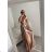 Šaty carmen dlhé na ramienka elegantné saténové dámske (S/M ONE SIZE) TALIANSKA MÓDA IMPBB22B22735/DR - zelená lipová - S/M