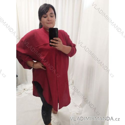 Tunika košeľa predĺžená 3/4 dlhý rukáv dámska nadrozmer (2XL/3XL/4XL ONE SIZE) TALIANSKA MÓDA IMC22531