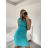 Šaty puzdrové spoločenské elegantné bez rukávov dámske (S-XL) TALIANSKA MÓDA IMM22Q51239 tyrkysová S