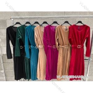 Šaty elegantné skladané dlhý rukáv dámske (S/M ONE SIZE) TALIANSKA MÓDA IMPDY22HX11907