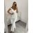 Šaty dlhé elegantné spoločenské carmen dámske (S/M ONE SIZE) TALIANSKA MÓDA IMM22325 biela S/M