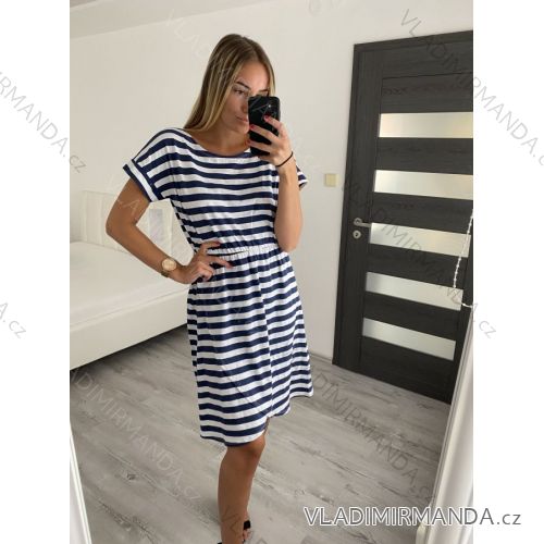 Šaty letné bavlnené krátky rukáv dámske (S/M ONE SIZE) TALIANSKA MÓDA IM722253