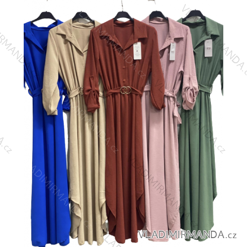 Šaty košeľové elegantný dlhý rukáv dámske (S/M ONE SIZE) TALIANSKA MÓDA IMC22695