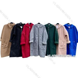 Kabát baránkový dlhý dámsky nadrozmer (XL/2XL ONE SIZE) TALIANSKA MÓDA IMD22926