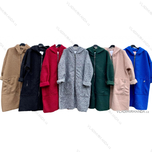 Kabát baránkový dlhý dámsky nadrozmer (XL/2XL ONE SIZE) TALIANSKA MÓDA IMD22926