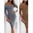 Šaty elegantný dlhý rukáv dámske (S/M ONE SIZE) TALIANSKA MÓDA IMWB22323