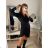 Šaty elegantné košeľové dlhý rukáv dámske (S/M ONE SIZE) TALIANSKA MÓDA IMWB22273/DR S/M Čierna
