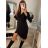 Šaty elegantné košeľové dlhý rukáv dámske (S/M ONE SIZE) TALIANSKA MÓDA IMWB22273/DR S/M Čierna