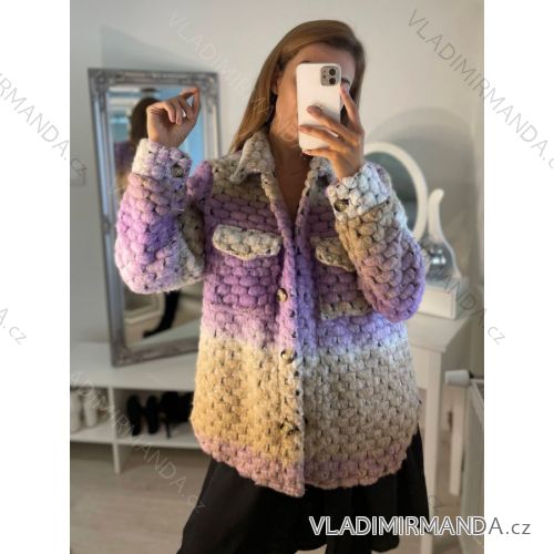 Kabát vlnený krátky dlhý rukáv dámsky (S/L ONE SIZE oversize) TALIANSKA MÓDA IMM21239b