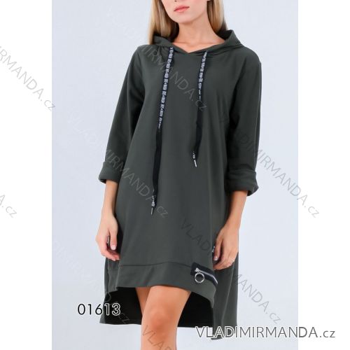 Šaty mikinové s kapucňou dlhý rukáv dámske (S/M ONE SIZE) TALIANSKA MÓDA IMPLI2201613