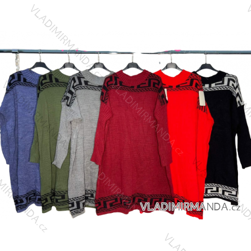Šaty pletené dlhý rukáv dámske nadrozmer (3XL/4XL ONE SIZE) TALIANSKA MóDA IM4221071