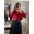 Body alá blúzka elegantný saténové  dlhý rukáv dámske (S/M ONE SIZE) TALIANSKA MÓDA IMM22LS17519/DR čierna S/M