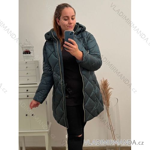 Bunda s kapucňou dlhý rukáv dámsky (S-2XL) TALIANSKA MÓDA IMT22024 smaragdová 5XL