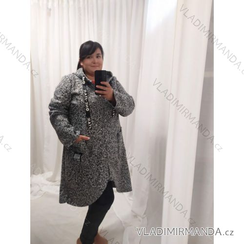 Kabát baránok so zipsom s kapucňou dámska nadrozmer (XL/2XL ONE SIZE) TALIANSKA MÓDA IM422840