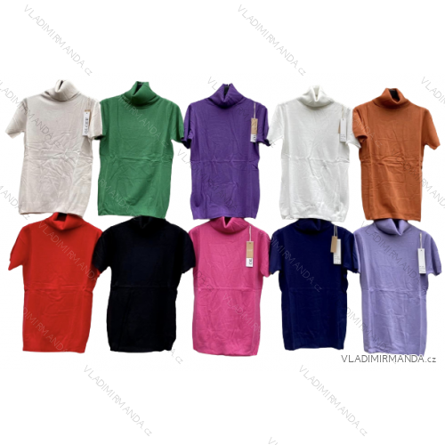 Sveter úpletový s rolákom krátky rukáv dámsky (S/M ONE SIZE) TALIANSKA MÓDA IMD22947