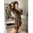 Šaty šifónové dlhý rukáv dámske (S/M ONE SIZE) TALIANSKA MÓDA IMWGS223252/DR čierna S/M