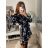 Šaty šifónové dlhý rukáv dámske (S/M ONE SIZE) TALIANSKA MÓDA IMWGS223252/DR čierna S/M