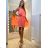 Šaty letné šifónové na ramienka dámske (M/L ONE SIZE) TALIANSKA MÓDA IMD22147/DUR neon oranžová