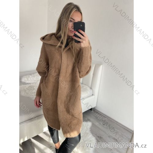Kabát alpaka s kapucňou dámsky nadromer (XL/2XL ONE SIZE) TALIANSKA MÓDA IMD22918
