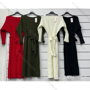 Šaty pletené dlhý rukáv dámske (S/M ONE SIZE) TALIANSKA MÓDA IMWA223603