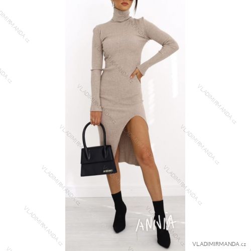 Šaty úpletové s rolákom dlhý rukáv dámske (S/M ONE SIZE) TALIANSKA MÓDA IMWAA223637