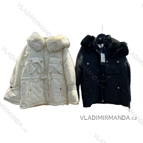 Bunda zimná s kapucňou dámska (S/M ONE SIZE) TALIANSKA MÓDA IMPKK22450