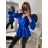 Blúzka saténová dlhý rukáv dámska (S/M ONE SIZE) TALIANSKA MÓDA IMPBR22H2697-R1/DR smaragdová S/M