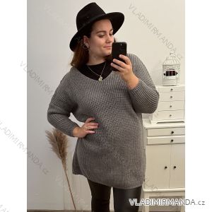 Šaty pletené alá sveter predĺžený dlhý rukáv dámske nadrozměr (3XL/4XL ONE SIZE) TALIANSKÁ MÓDA IM4212669