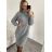 Šaty pletené sveter predĺžený s rolákom dámske (S / M ONE SIZE) TALIANSKÁ MÓDA IMD20741/DR S, M hnedá