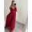 Šaty dlhé elegantné spoločenské na ramienka dámske (S/M ONE SIZE) TALIANSKA MÓDA IMPSH243670 béžová S/M