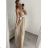 Šaty dlhé elegantné spoločenské na ramienka dámske (S/M ONE SIZE) TALIANSKA MÓDA IMPSH243670 béžová S/M