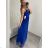 Šaty dlhé elegantné spoločenské na ramienka dámske (S/M ONE SIZE) TALIANSKA MÓDA IMPSH243670 béžová S/M