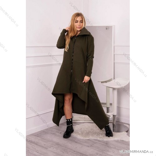 Zateplené šaty s dlhšími stranami khaki farby