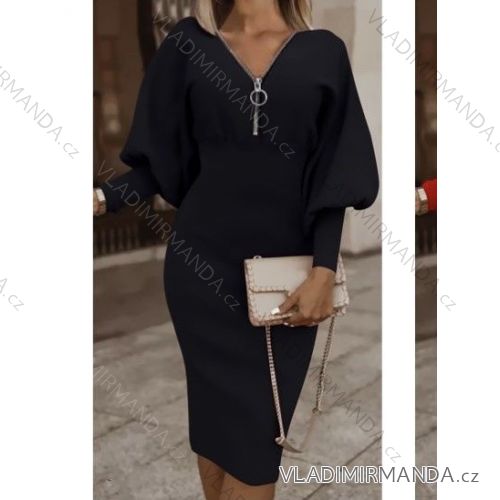 Šaty elegantný dlhý rukáv dámske (S/M ONE SIZE) TALIANSKA MÓDA IMWB22358