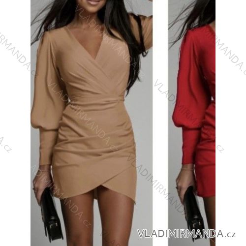 Šaty elegantný dlhý rukáv dámske (S/M ONE SIZE) TALIANSKA MÓDA IMWB22367