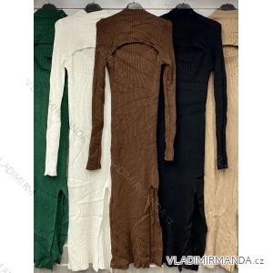 Šaty elegantné úpletové dlhé dlhý rukáv dámske (S/M ONE SIZE) TALIANSKA MÓDA IMWGS223666