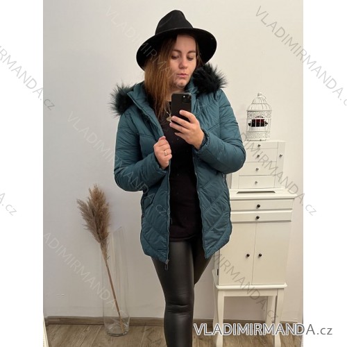 Bunda Zimní s kapucí nadrozměr (4XL-9XL) Victoria rossi ELR22ROSE9330 smaragdová 4XL