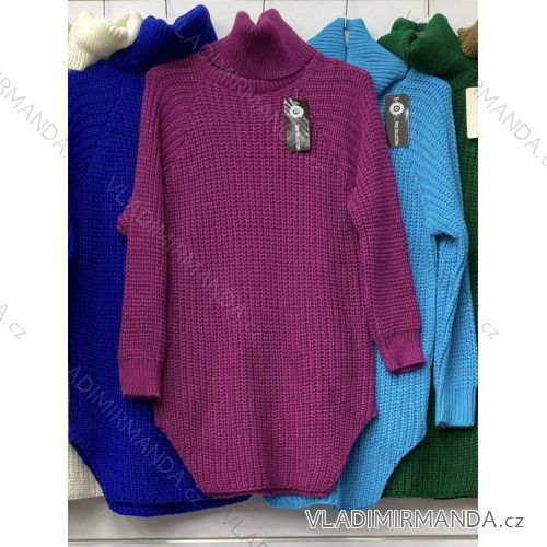 Šaty pletené s rolákom dlhý rukáv dámske (S/M ONE SIZE) TALIANSKA MÓDA IMWA223706