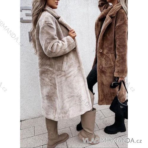 Kabát teddy dlhý rukáv dámsky (SL) TALIANSKA MÓDA IMWL22037