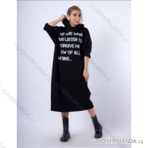 Šaty mikinové s kapucňou dlhý rukáv dámske (S/M ONE SIZE) TALIANSKA MÓDA IMPLI2235132felpato