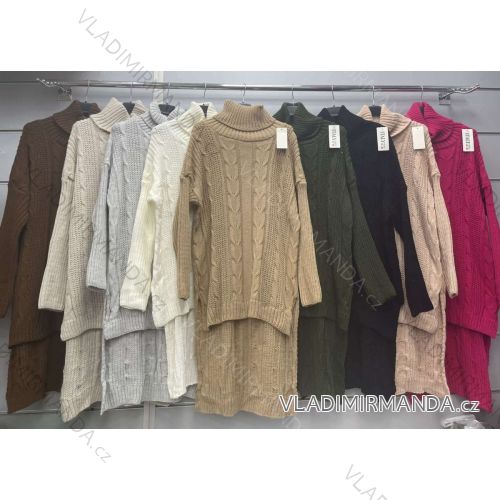 Šaty pletené/sveter oversize s rolákom dlhý rukáv dámsky (L/XL/2XL ONE SIZE) TALIANSKA MÓDA IMWK223719