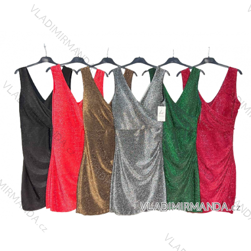 Šaty elegantné spoločenské trblietavé bez rukávu dámske (S/M ONE SIZE) TALIANSKA MóDA IM4221086