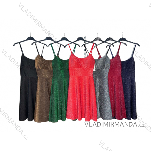 Šaty elegantné spoločenské trblietavé na ramienka dámske (S/M ONE SIZE) TALIANSKA MóDA IM4221087