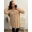 Košeľa oversize predĺžená dlhý rukáv dámska (L/XL ONE SIZE) TALIANSKA MÓDA IMWC222871/DR L / XL béžová svetlá