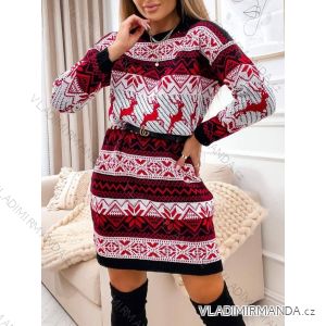 Šaty pletené vianočný dlhý rukáv dámske (S/M ONE SIZE) TALIANSKA MÓDA IMWK223732